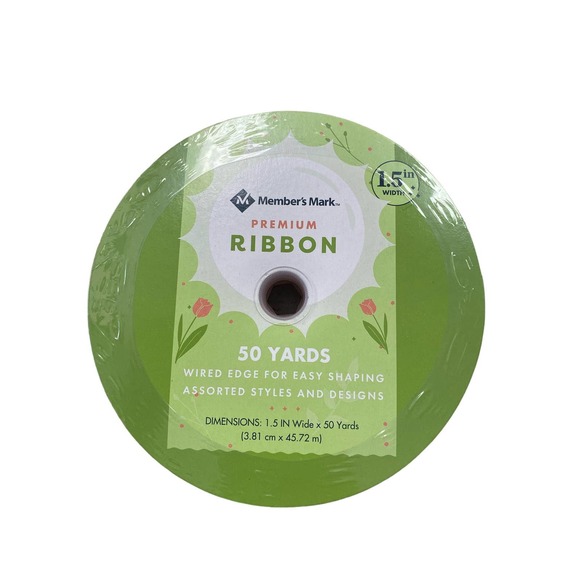 Member's Mark Premium Ribbon (1.5 inches Wide x 50 Yards) - BEIGE FLOWERS - Picture 2 of 2